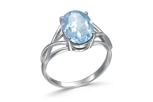 Кольцо из белого золота с топазом sky