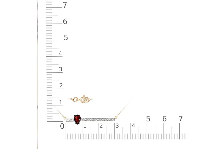 Колье Дорожка из красного золота с гранатом и 16 фианитами