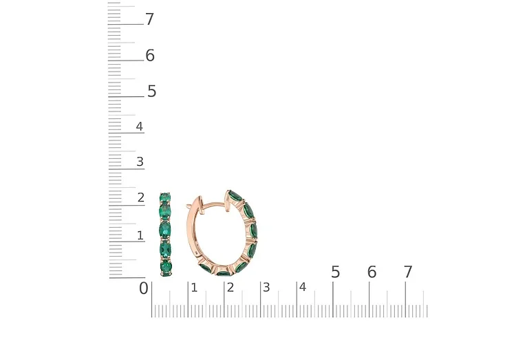 Серьги из красного золота с 14 изумрудами