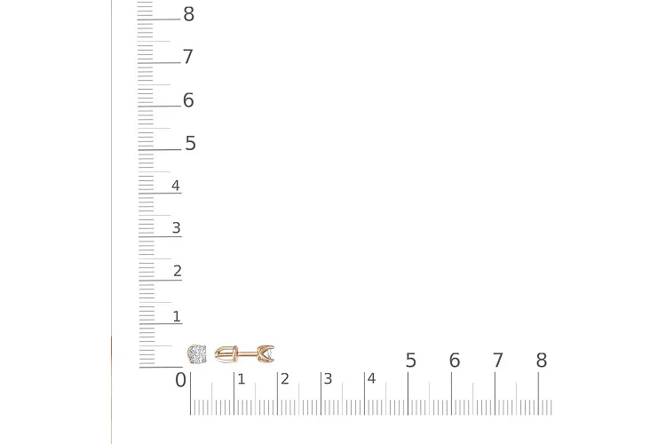 Серьги-пусеты из красного золота с 2 бриллиантами