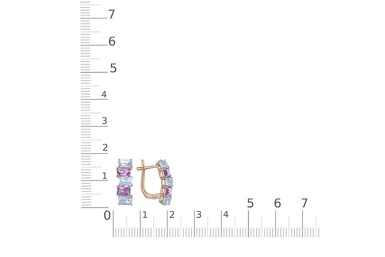 Серьги из красного золота с 4 аметистами и 6 топазами sky