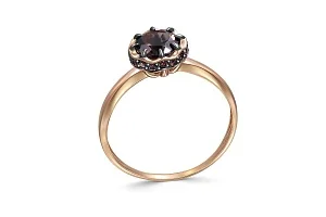 Кольцо из красного золота с раухтопазом и 16 фианитами