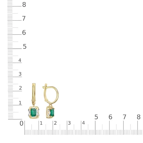 Серьги из жёлтого золота с 2 изумрудами