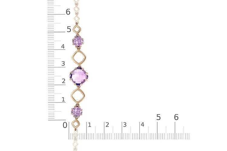 Браслет из красного золота с 3 аметистами