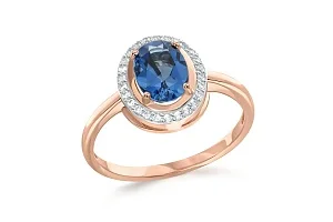 Кольцо из красного золота с топазом лондон и 26 фианитами