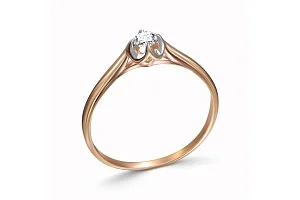 Кольцо из красного золота с бриллиантом