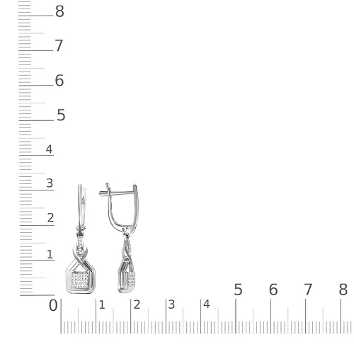 Серьги из белого золота с 50 фианитами