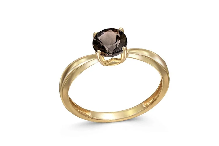 Кольцо из жёлтого золота с раухтопазом