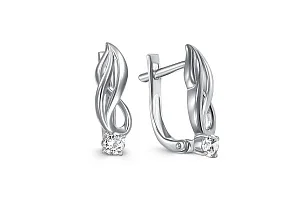 Серьги из белого золота с 2 фианитами