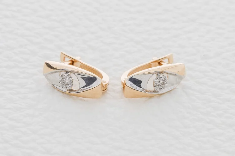 Серьги Малинки из красного золота с 14 бриллиантами