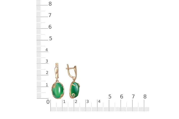 Серьги из красного золота с 2 хризопразами