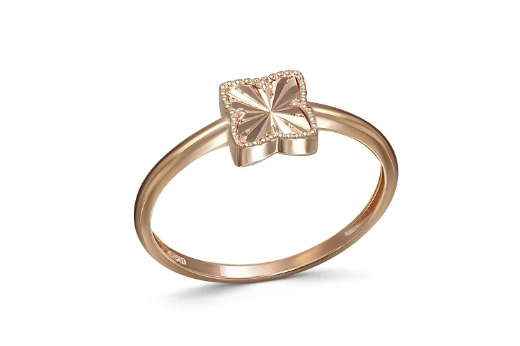 Кольцо Клевер из красного золота без вставок