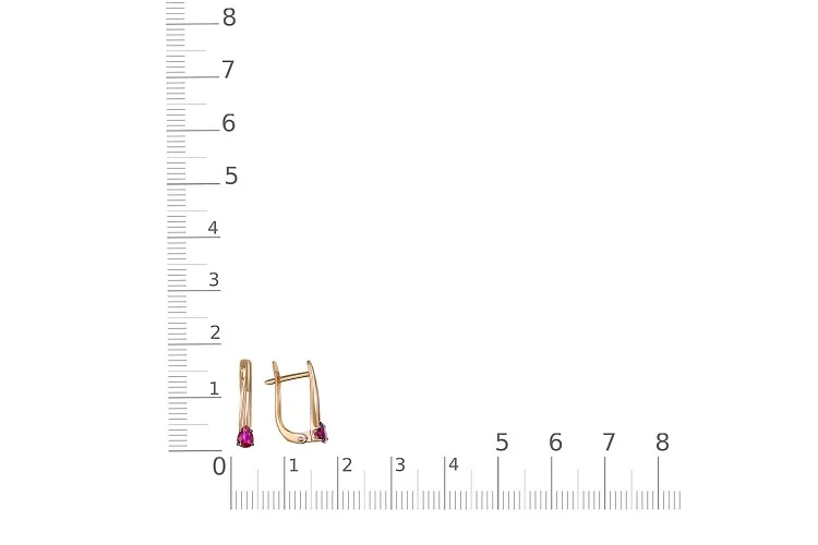 Серьги из красного золота с 2 рубинами