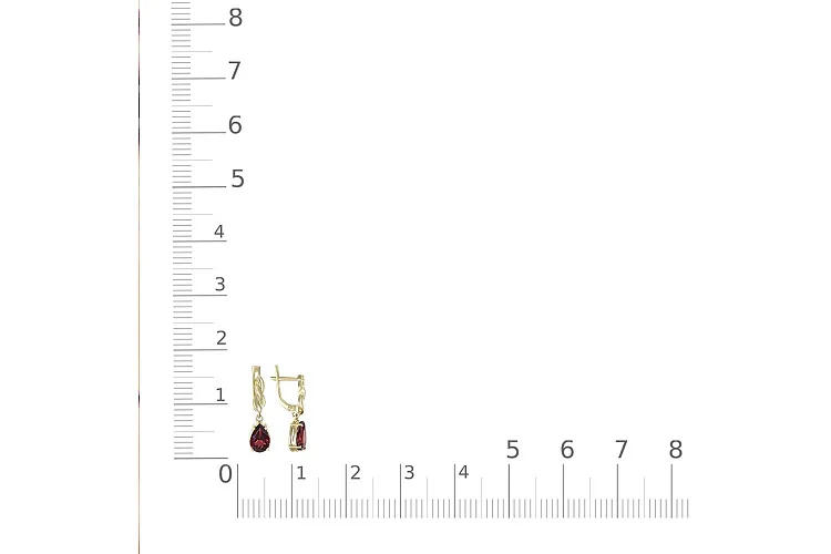 Серьги из жёлтого золота с 2 гранатами