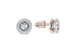 Серьги-пусеты Клевер из красного золота с 34 бриллиантами