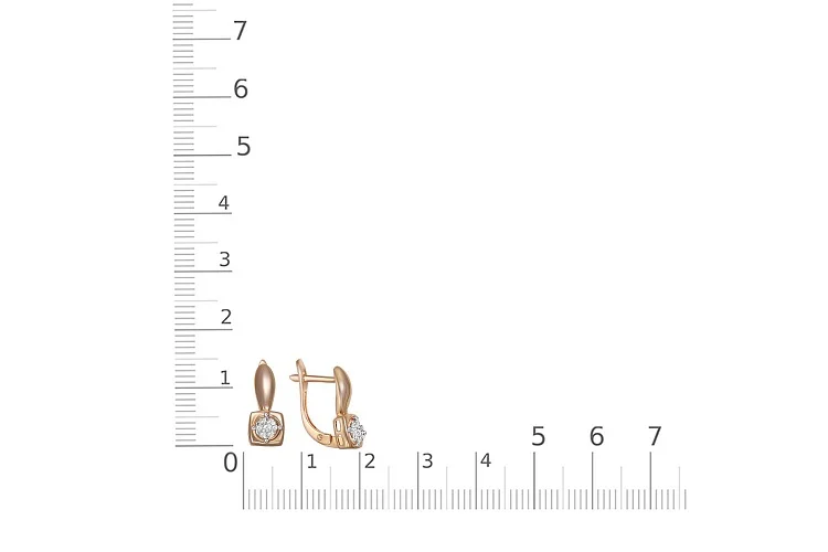 Серьги Квадраты из красного золота с 14 бриллиантами