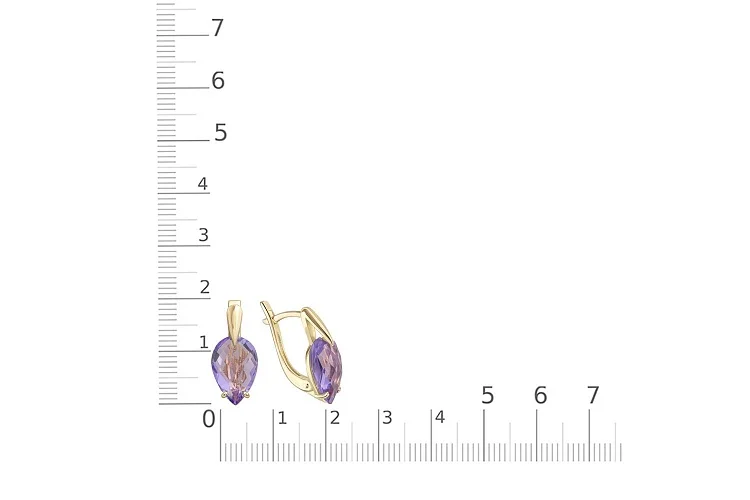 Серьги из жёлтого золота с 2 аметистами