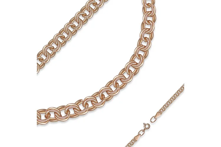 Цепь плетение гарибальди ⌀ нити 0,60 мм  из красного золота