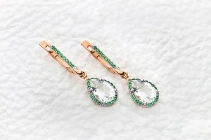 Серьги из красного золота с 2 празиолитами и 50 фианитами