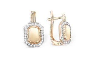 Серьги из красного золота с 48 фианитами