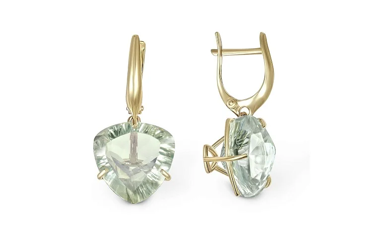 Серьги из жёлтого золота с 2 аметистами