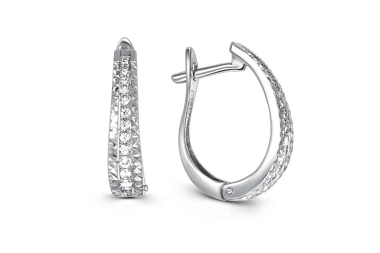 Серьги Дорожки из белого золота с 24 фианитами