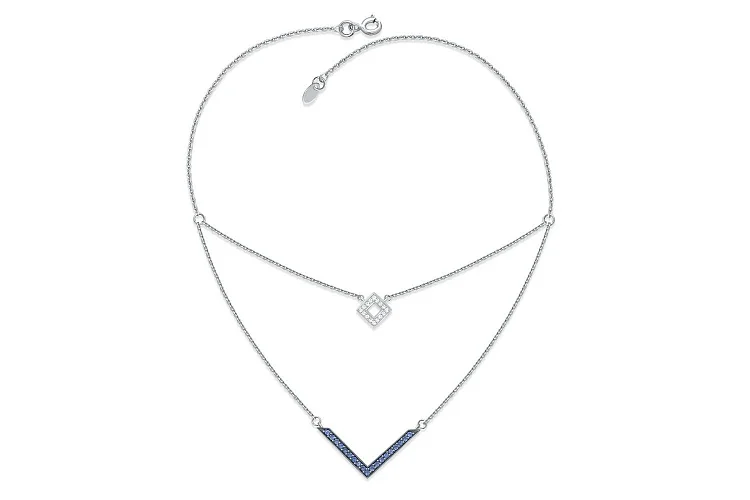 Колье Квадрат из белого золота с 35 фианитами