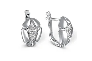 Серьги Цветы из белого золота с 34 фианитами