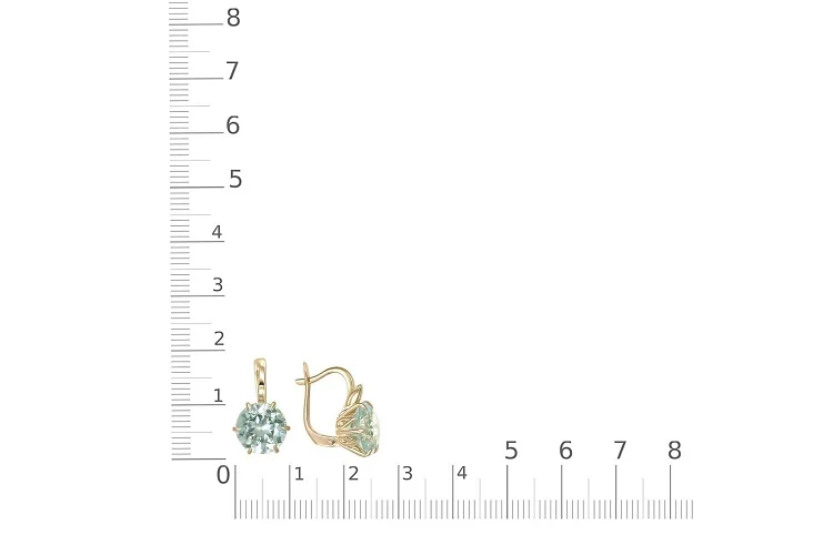 Серьги из жёлтого золота с 2 празиолитами