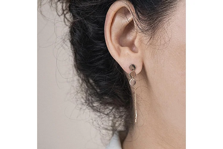 Серьги-продёвки Круги из красного золота без вставок