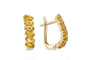 Серьги Дорожки из жёлтого золота с 12 цитринами