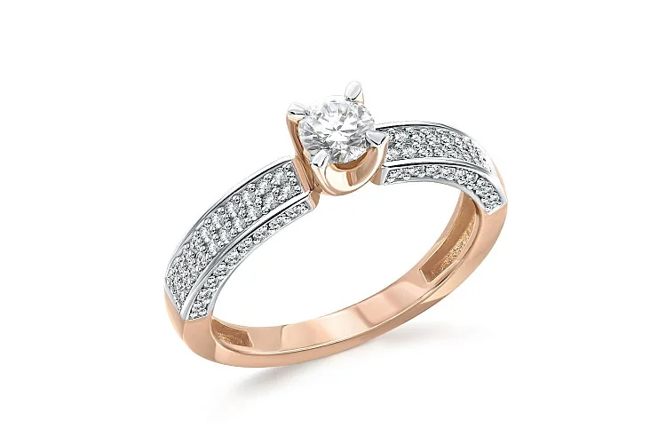 Кольцо из красного золота с 77 муассанитами