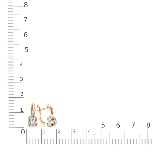 Серьги из красного золота с 88 фианитами