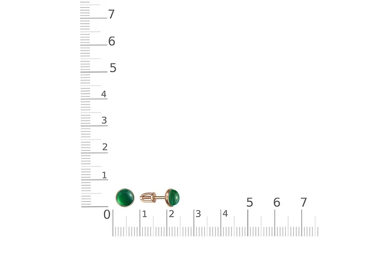 Серьги-пусеты из красного золота с 2 агатами