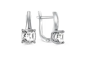 Серьги из белого золота с 2 фианитами