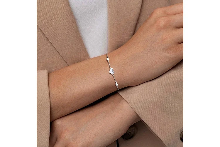 Браслет Сердце из белого золота с перламутром