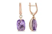 Серьги из красного золота с 2 аметистами