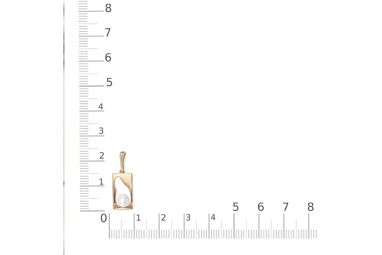 Подвеска Прямоугольник из красного золота с жемчугом
