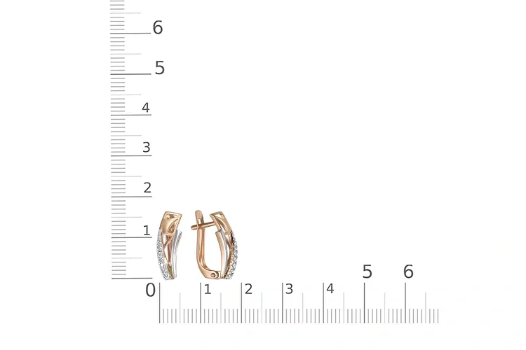 Серьги из красного золота с 14 фианитами