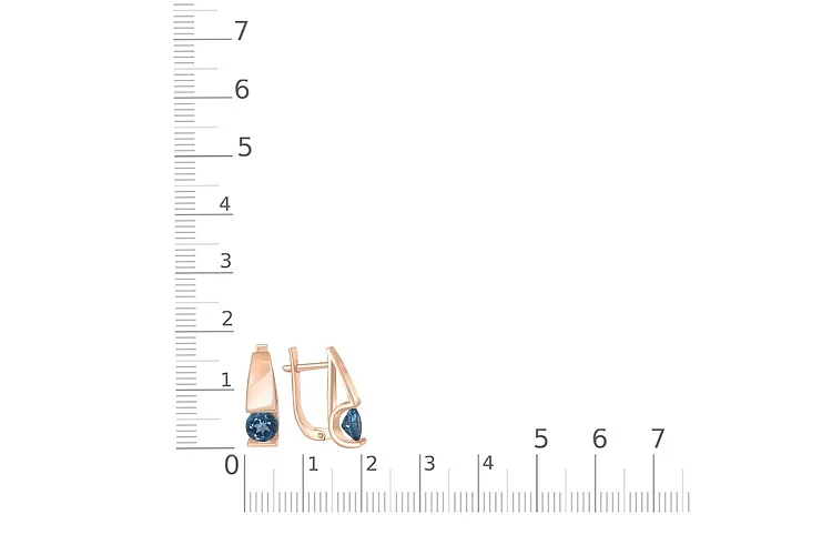 Серьги из красного золота с 2 кварцами