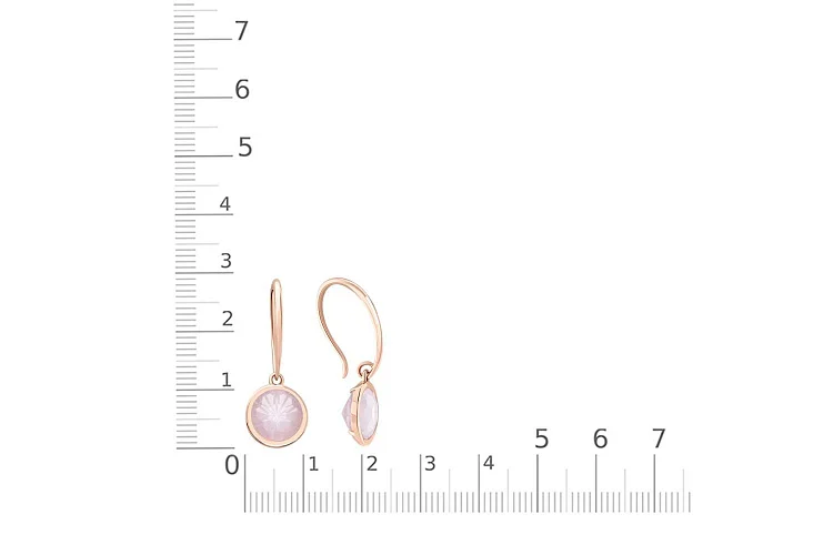 Серьги из красного золота с 2 кварцами