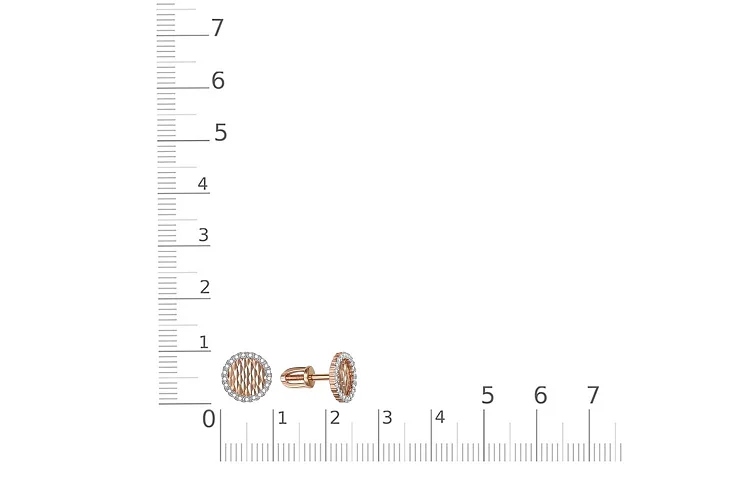 Серьги-пусеты из красного золота с 504 фианитами