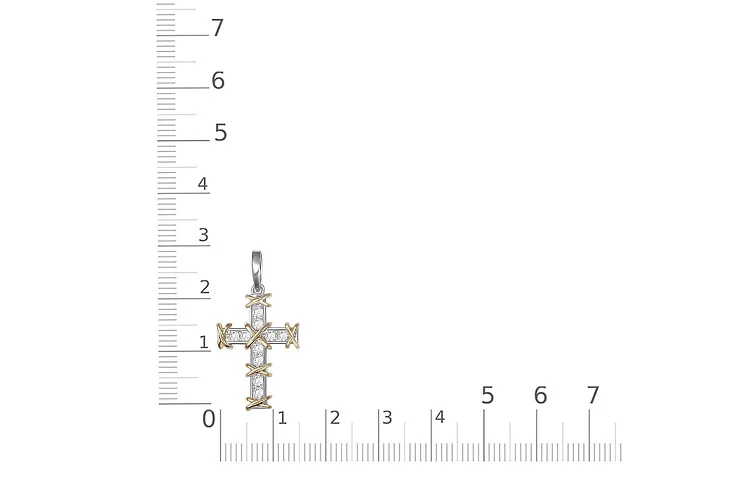 Подвеска Крест из белого золота с 10 бриллиантами