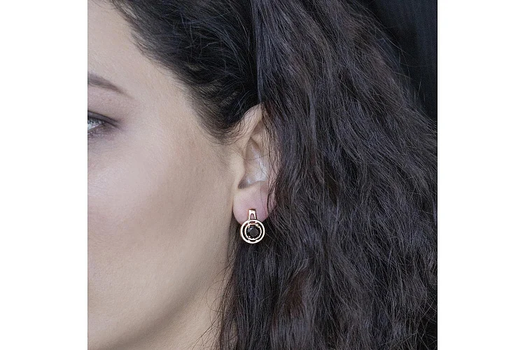 Серьги из красного золота с 2 раухтопазами