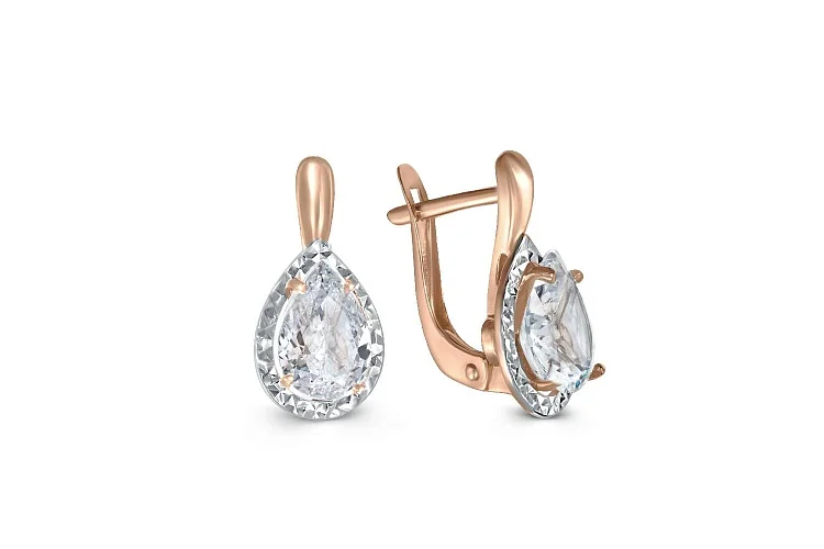 Серьги из красного золота с горным хрусталём