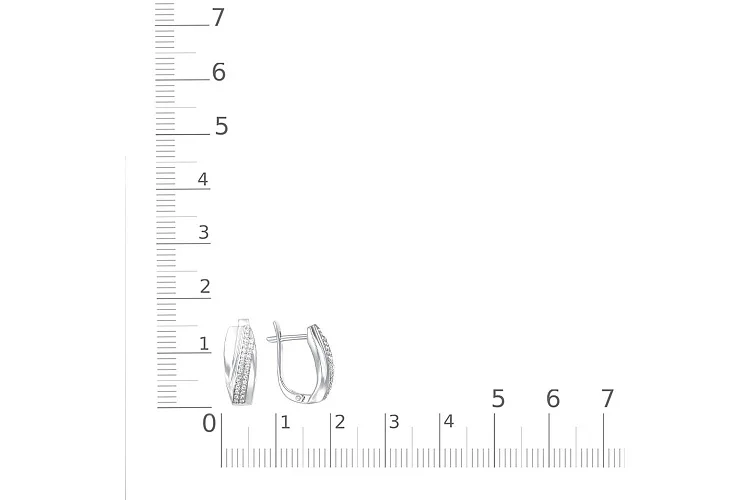 Серьги из белого золота с 56 фианитами