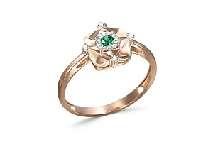 Кольцо из красного золота с изумрудом и 4 бриллиантами