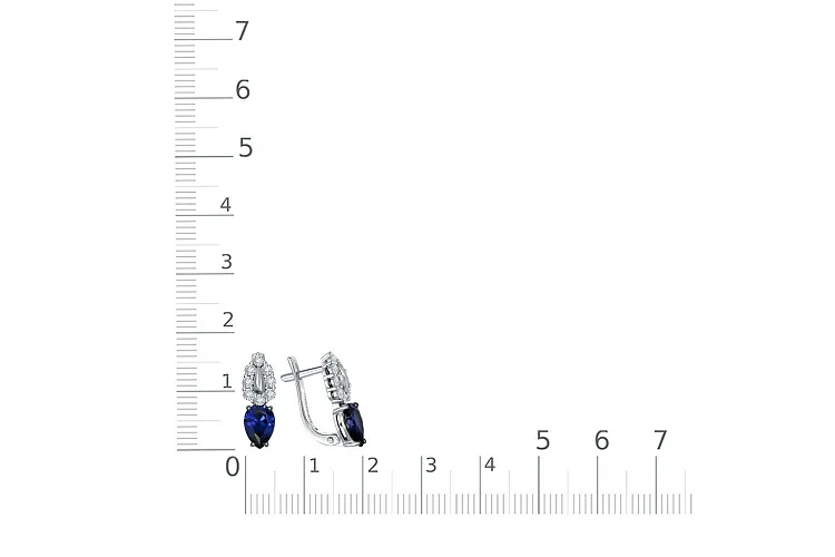 Серьги из белого золота с 2 корундами и 16 бриллиантами