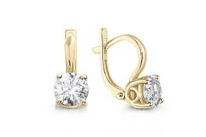 Серьги из жёлтого золота с 2 муассанитами