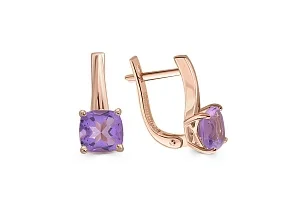 Серьги из красного золота с 2 аметистами